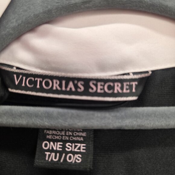 Victoria's Secret black & pink satin short robe kimono One Size Belted - Picture 5 of 10